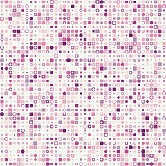 Seamless background pattern. Various geometric shapes in multiple colors. Soft pink, mauve, gray, and muted violet. Bewitching vector illustration.