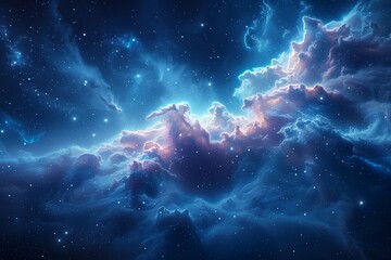 Glowing nebula clouds in deep space - obrazy, fototapety, plakaty