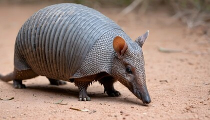 An-Armadillo-With-Its-Tail-Held-Low-As-It-Sniffs-T-