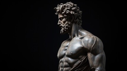 Fototapeta na wymiar A stoic Greek bearded man bronze statue
