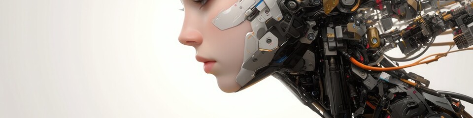 robot cyborg, side profile