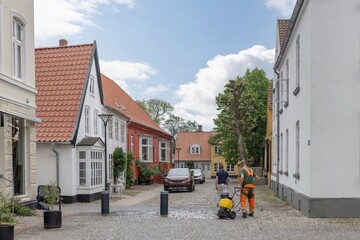 Walking in Tonder´s (Tønder) streets on a beautiful summer day, Sønderjylland, Denmark - 777541954