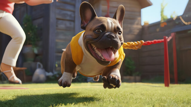 Zippy French Bulldog Embracing Nature's Playground