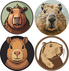 Capybara front face icon circle 