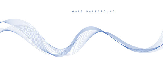 Abstract vector background with blue wavy lines. Blue wave background. Blue lines vector illustration. Curved wave. Abstract wave element for design.
