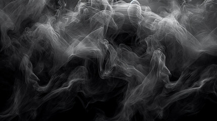 A black and white image of smoke with a long, curvy line. - obrazy, fototapety, plakaty