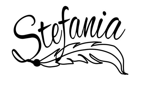 Stefania - black color - name written - Word with feather for websites, baby shower, greetings, banners, cards-shirt, sweatshirt, prints, cricut, silhouette, sublimation