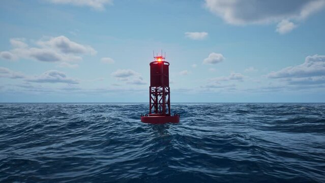 Sea buoy swings on the waves