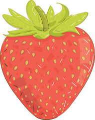 Cartoon Single Strawberry. Vector Illustration.