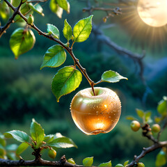 gold apple on a tree