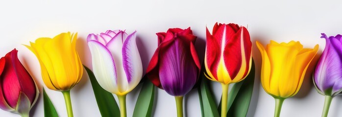 Fototapeta premium Banner spring flowers with free space in pastel colors 