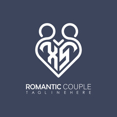 Couple love Heart symbol ALL letter logo icon design template. May be used in medical, dating, Valentines Day and wedding design.