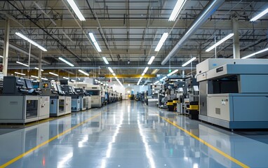 Fototapeta premium Large factory workshop space building background