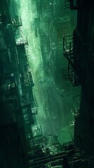 Fototapeta premium a dynamic visual of a detective chasing a shadowy figure through a labyrinth of alleyways, with a sense of urgency and suspense palpable in the air Engage 