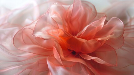 Soft Coral Fabric Flower Close-up