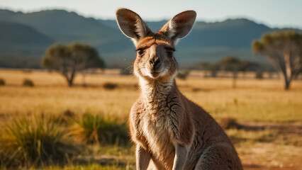 Cute kangaroo in Australia curious