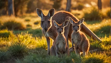 Fotobehang Cute kangaroo in Australia family © tanya78