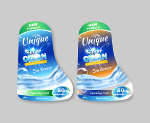 Super detergent labels in blue design template