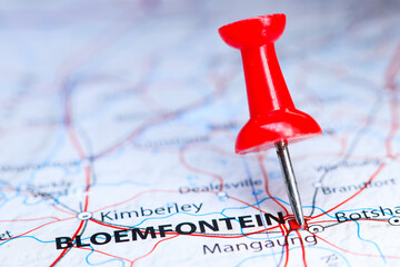 Bloemfontein, South Africa pin on map