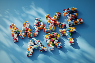 Naklejka premium Make Art text made of colorful lego blocks