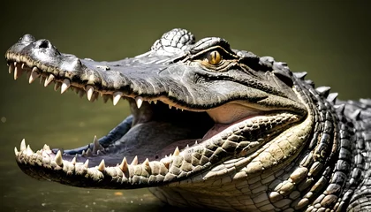 Foto op Canvas An-Alligator-With-Its-Sharp-Teeth-On-Full-Display- 2 © Adheliya