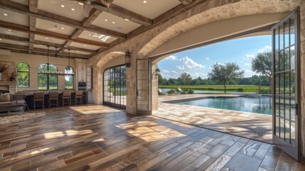 Ranch house interiors feature open layouts, natural materials, and cozy vibes, blending comfort with simplicity for a relaxed living space.

