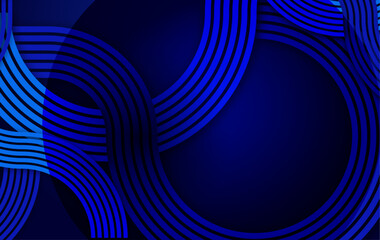 blue geometric lines on modern dark blue abstract background, horizontal banner