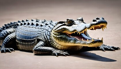 An-Alligator-With-Its-Body-Coiled-Ready-To-Spring- 2 - obrazy, fototapety, plakaty
