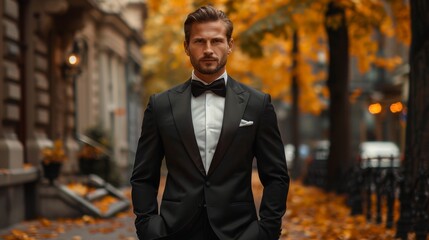 Elegant formal wear for men exudes sophistication and style. Tailored suits, crisp dress shirts, sleek ties, and polished shoes create a refined ensemble for any occasion.
