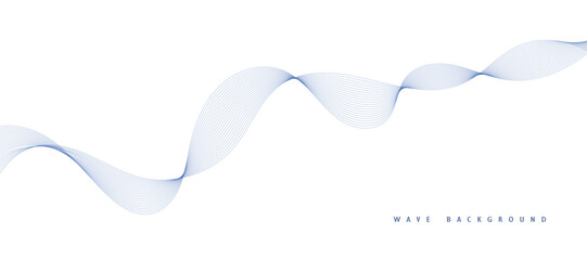 Abstract vector background with blue wavy lines. Blue wave background. Blue lines vector illustration. Curved wave. Abstract wave element for design.
