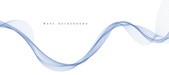 Abstract vector background with blue wavy lines. Blue wave background. Blue lines vector illustration. Curved wave. Abstract wave element for design.
