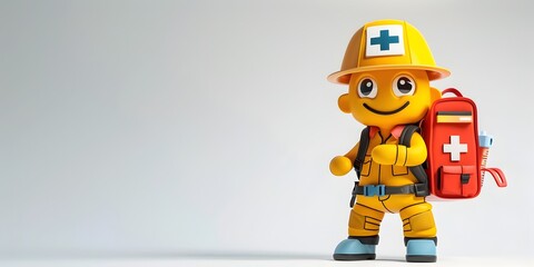 Friendly First Aid Kit Character Ready to Assist in Emergencies - obrazy, fototapety, plakaty
