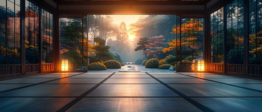Creating a digital representation of tatami mats in a traditional dojo setting. Concept Traditional Dojo Setting, Tatami Mats, Digital Representation, Martial Arts Aesthetics