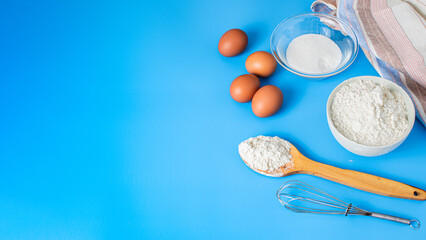 top view of the background with baking ingredients