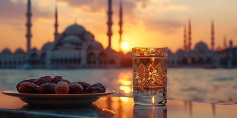 dates fruits with water glass