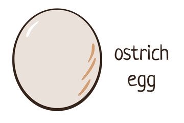 Ostrich egg. Vector doodle cartoon illustration isolated on white background for easter poster, card,  farm products, menu, cookbook design, biological illustration, organic farming package, poultry 