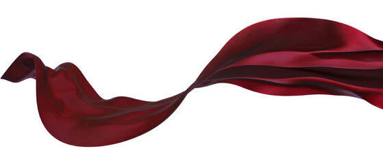Flying simple red ribbon on transparent background