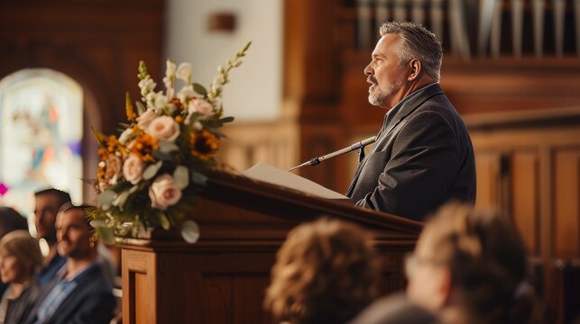 Pastor preaching from the pulpit preaching