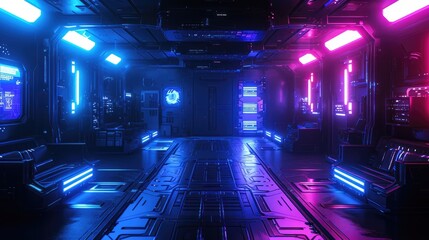 Futuristic Gaming Environment: Realistic Graphics in a Dark Setting