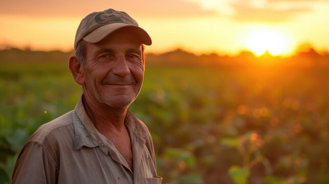 Sunny Day Smiles: Brazilian Farmer in Soybean Paradise