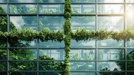 Eco-friendly and sustainable modern factory building in the industrial zone, green plants reducing carbon for environment , Ai generated for ads