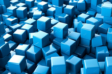 Obraz premium A blue image of many cubes with a blue background.
