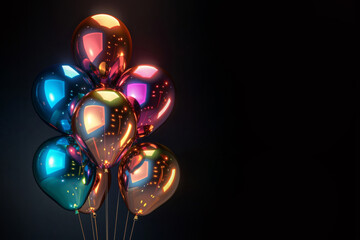 Festive golden and colourful metallic balloons for events. - 777571796