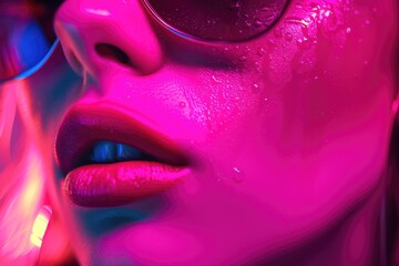 Pop Art Passion: Pink Sunglasses and Lips in Digital Creation
