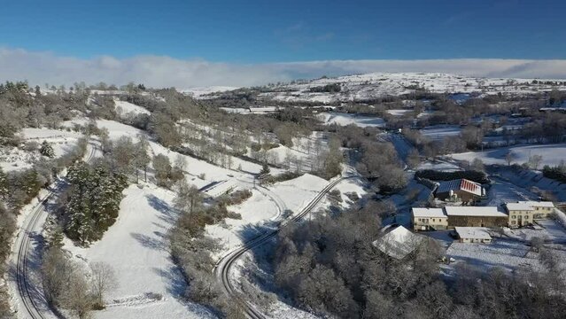 French countryside after snowfall