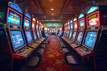 Corridor of a casino, with gaming machines