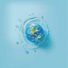 A digitally composed image showing Earth within a water drop ripple