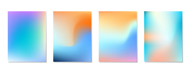 Obraz premium SET SOFT GRADIENT LIQUID COLOR. POSTER BACKGORUND DESIGN VECTOR TEMPLATE GOOD FOR POSTER, WALLPAPER, COVER, FRAME, FLYER, SOCIAL MEDIA, GREETING CARD