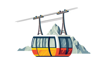 aerial tramway vector, cable way vector - obrazy, fototapety, plakaty