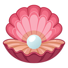 beautiful natural open shell with a pastel pearl realistic vector image of the only valuable object